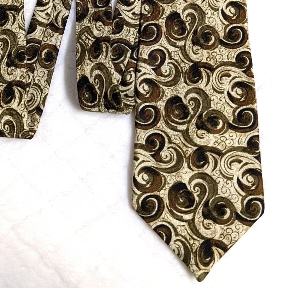 Vintage Men's 100% Silk Tie by Louis Roth w/Swirl Motif  - Made in Canada - Picture 10 of 12